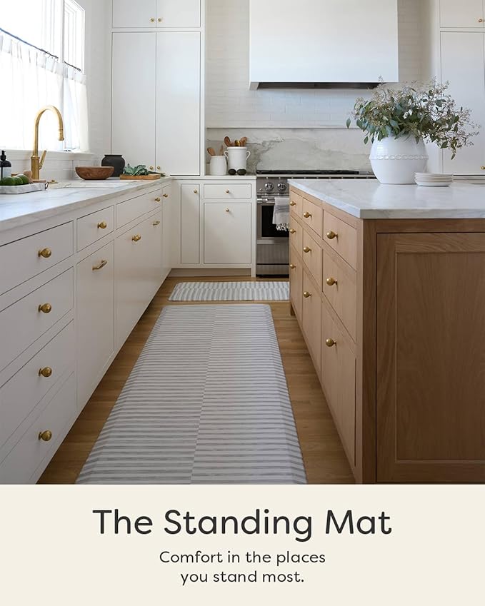 House of Noa Nama Standing Mat – Anti-Fatigue Cushioned Kitchen Mats for Floor | Ergonomic Bounce-Back Foam Kitchen Mats | Anti-Fatigue Mats for Kitchen & Standing | Reese Ash | 22" x 54"