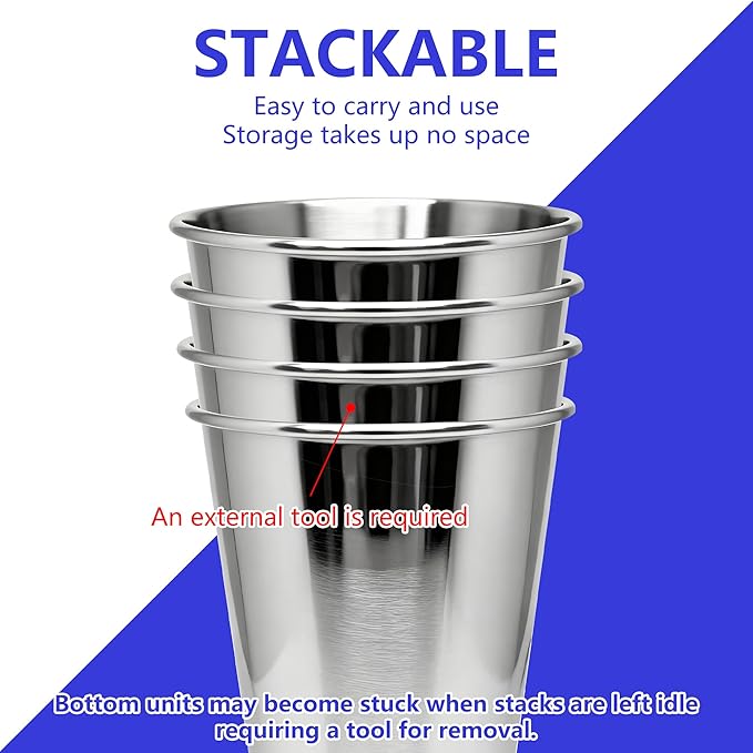 20PCS 20-OZ Tainless Steel Cups,Metal Cups, Stainless Steel Pint CupsStackable Unbreakable Drinking Glasses for Party, BBQ Camping, (4)