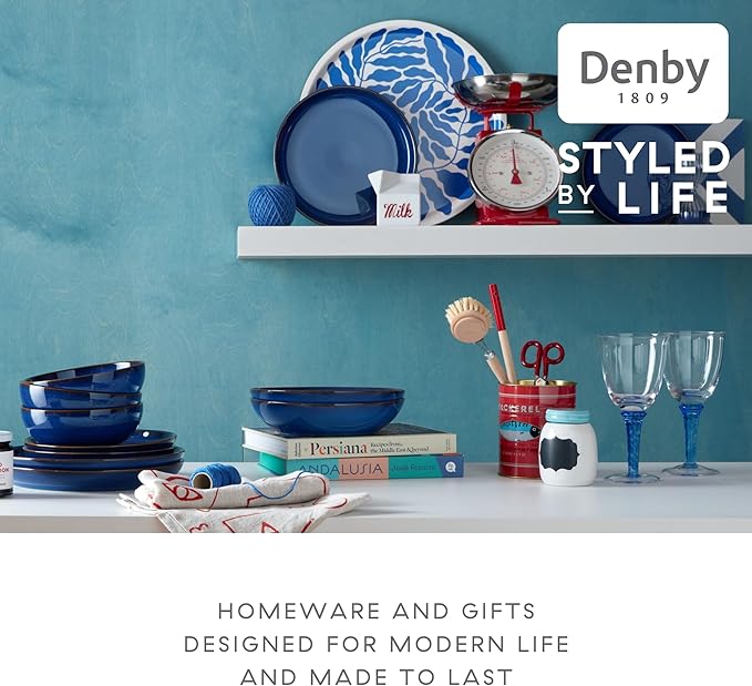 Denby Imperial Set of 4 Coupe Salad Plate Set, One size, cobalt blue