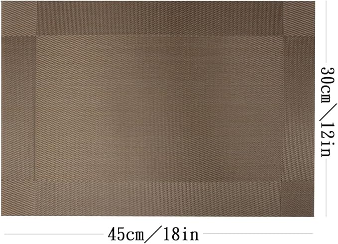 Placemats Washable PVC Placemats Plastic Wipe Clean for Kitchen Table Stain-resistand Woven Vinyl Wine Table Mats 12x18 inches Set of 4（Champagne）