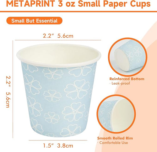 100 Pack 3 oz Bathroom Cups, Disposable Paper Cups with Rolled Rim, Small Paper Mouthwash Cup for Guest Bathrooms, Vanity & Office Use, Mist blue