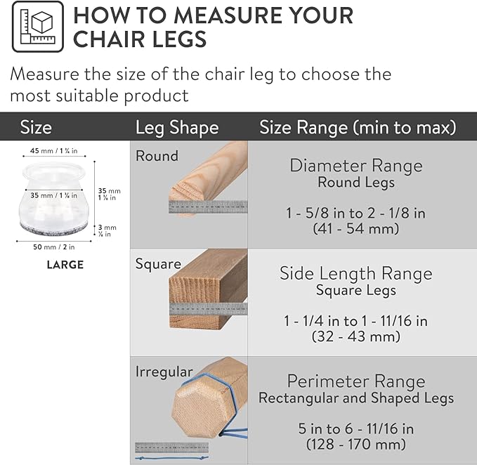 Aneaseit Chair Leg Floor Protectors - 16 pcs Dark Walnut - Felt Bottom Silicone Pads for Hardwood Floors & Furniture Feet - Rubber Caps for Chairs - Large