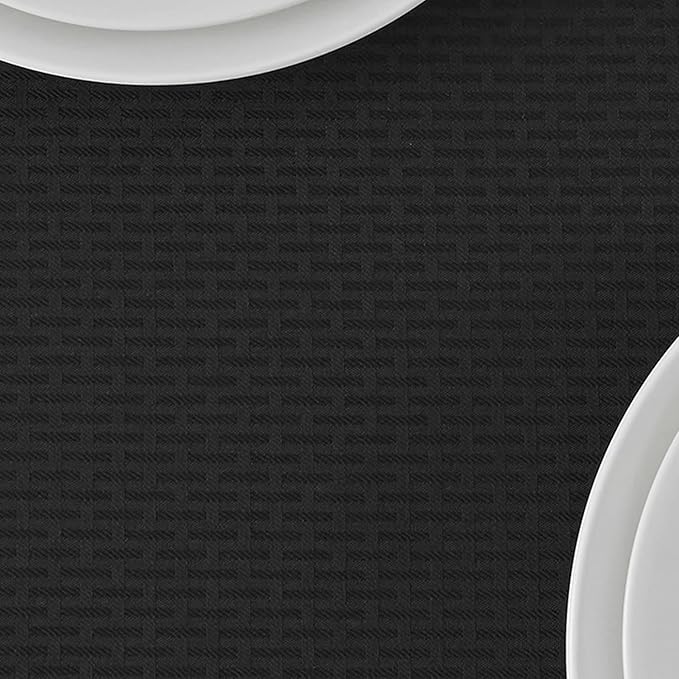 maxmill Weaved Texture Tablecloth Water Resistance Antiwrinkle Spillproof Soft Washable Table Cloth for Dining Room, Buffet Banquet Parties Holiday Dinner, Rectangular 60 x 108 Inch, Black