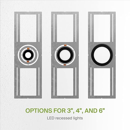 ASD 48 Pack New Construction Mounting Plate with Symmetric Round Hole - 3-4-6" Flat Steel Rough-in Wafer Light Bracket, LED Recessed Lighting Housing