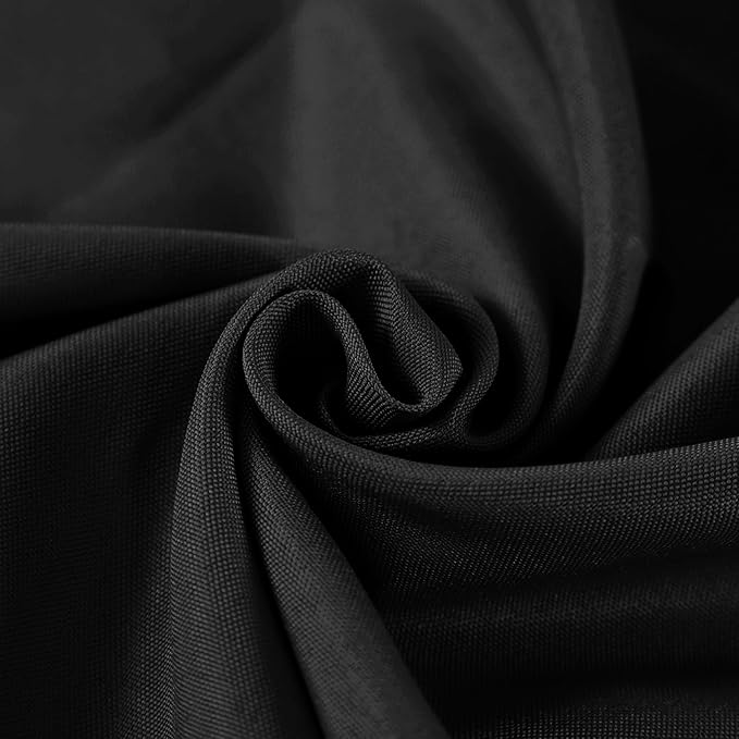 Fokitut 6 Pack Round Tablecloth, 132 Inch, Stain Resistant and Wrinkle Polyester Table Cloth, Fabric Table Cover for Kitchen Dining, Wedding, Party, Holiday Dinner-Black