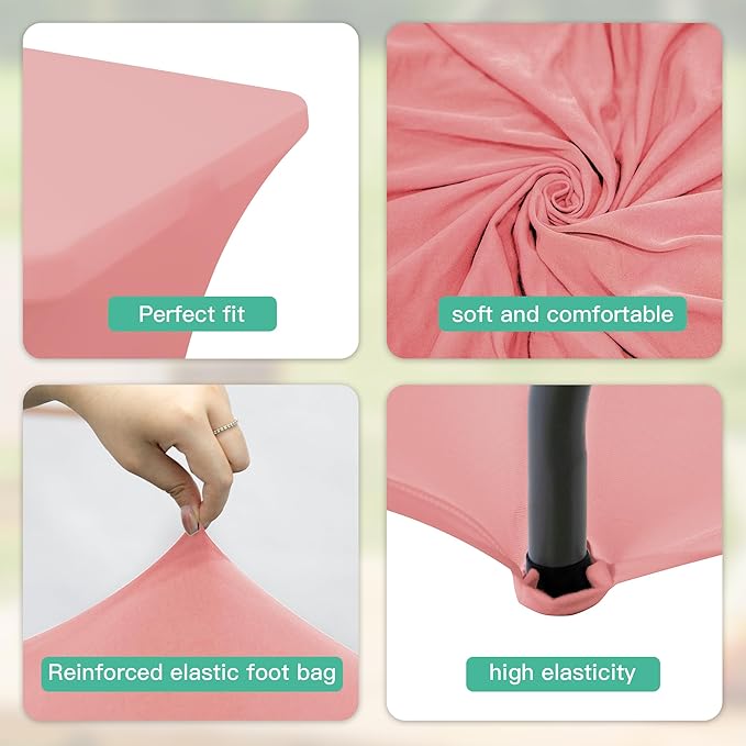 6Pack 6FT Table Cloth for Rectangular Fitted Events Stretch Pink Table Covers Washable Spandex Tablecloth Protector for Party, Wedding, Cocktail, Banquet, Festival