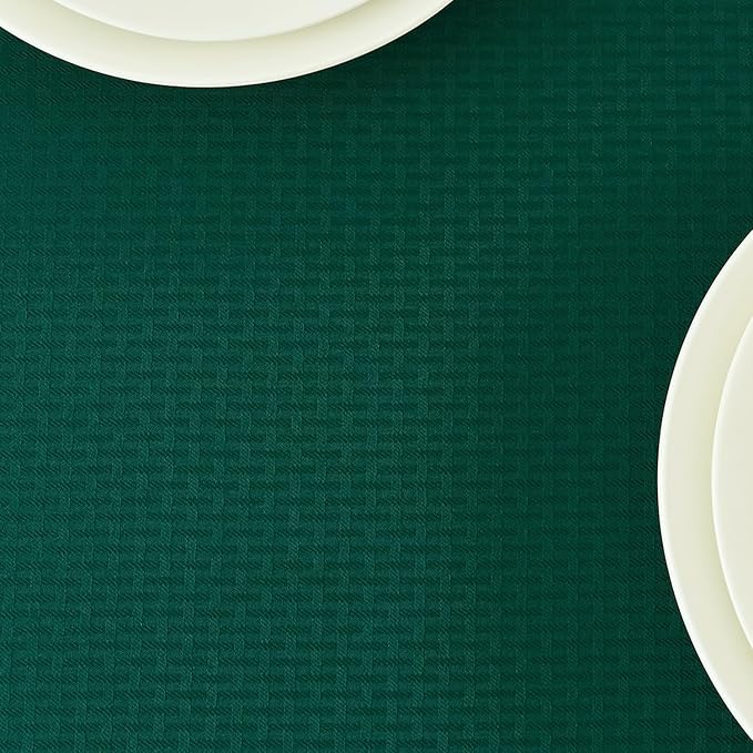maxmill Square Tablecloth Water Resistance Antiwrinkle Spill Proof Weaved Texture Pattern Table Cloth, Christmas Decorative Fabric Table Cover for Parties, Holiday Dinner, 70 x 70 Inch, Hunter Green