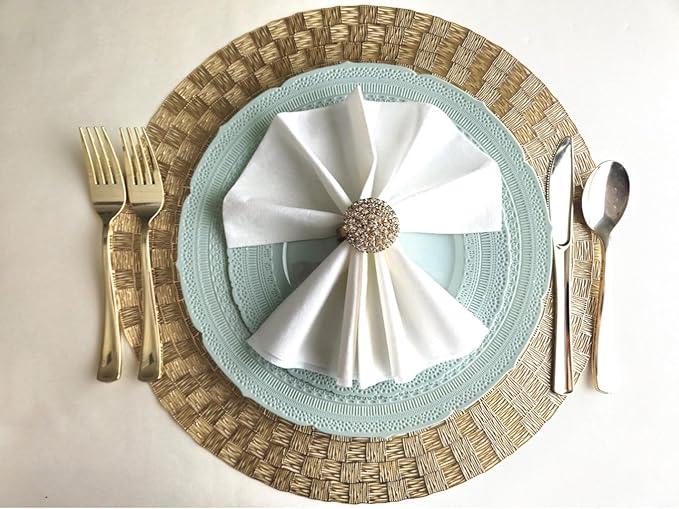 " OCCASIONS " 50 Plates Pack (25 Guests)-Extra Heavyweight Vintage Wedding Disposable/Reusable Plastic Plates -25x11'' Dinner + 25x8.25'' Salad/dessert (Chateau Mint)