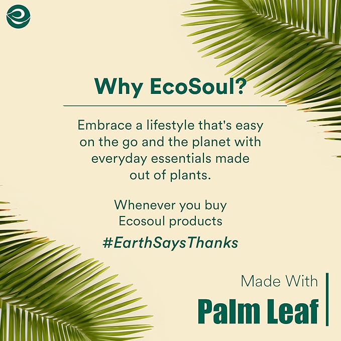 ECO SOUL 100% Compostable, Biodegradable, Disposable Palm Leaf Bowls |6 inch, 16oz, pack of 50 (Round) | Like Bamboo Bowls, Eco-friendly | Sturdy, Microwave & Oven Safe