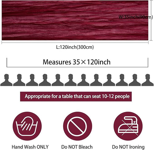 12 Pack 10Ft Cheesecloth Table Runner 35x120 Inch Boho Gauze Table Runner Rustic Cheese Cloth Long Romantic Table Runners for Wedding Bridal Shower Birthday Party Table Decor (Burgundy)
