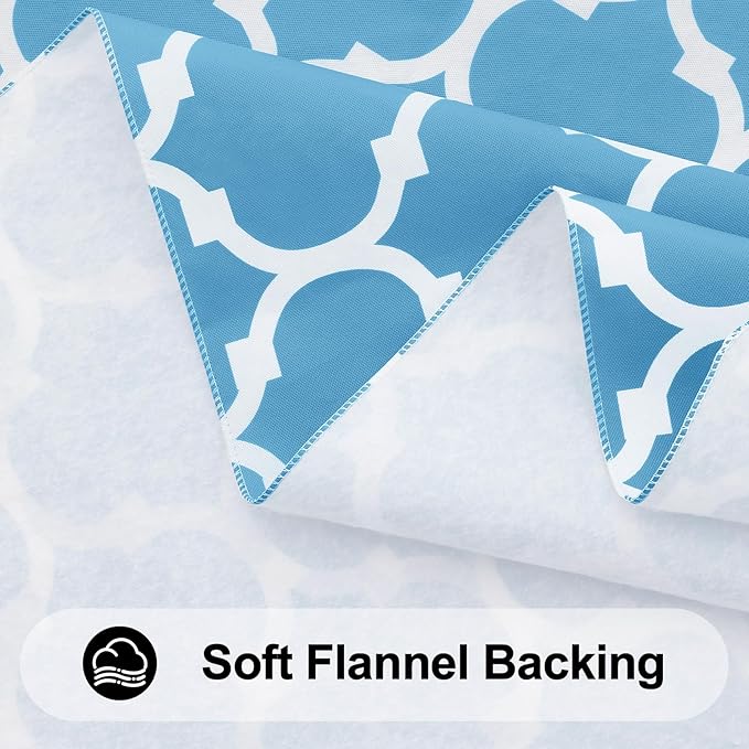 Smiry Rectangle Table Cloth, Waterproof Vinyl Tablecloth with Flannel Backing for Rectangle Tables, Wipeable Spillproof Plastic Tablecloths for Dining, Camping and Indoor (54"x78", Light Blue)