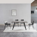 ZckyCine Modern 5-Piece Dining Table Set Rectangular Wood Table with 4 Upholstered Leather Chairs, Seats 4