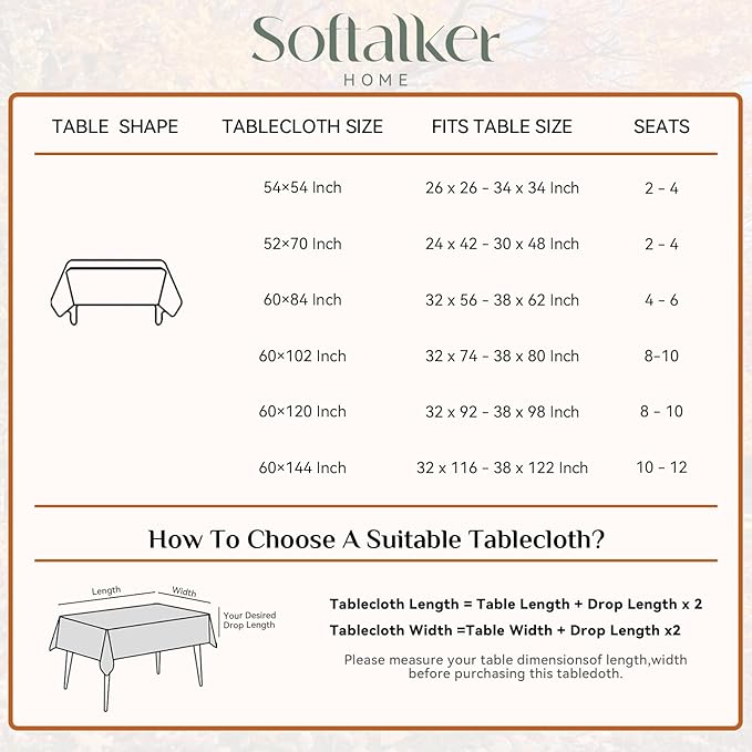 Softalker Blue Tablecloths Rectangular 84x60 inch Linen Textured Table Cloth Waterproof, Stain and Wrinkle Resistant, Outdoor Table Cloth for 6 Foot Rectangle Tables Decor for Party Holiday Birthday