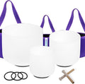 7inch 8inch 9inch Crystal singing bowls set sound bowl for healing Mindfulness, Meditation, Yoga, Spiritual and Body Healing Chakra Bowl (7A+8C+9F, 440hz 7-9"with soft bag)