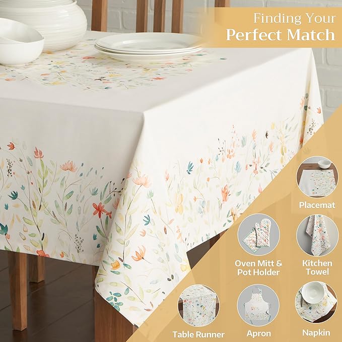 Maison d' Hermine Table Cloth Square Table 100% Cotton 60 x 60 Inches Tablecloth Reusable Decorative for Dining Room Farmhouse Home Valentines Day Decorations Spring Summer - Colmar