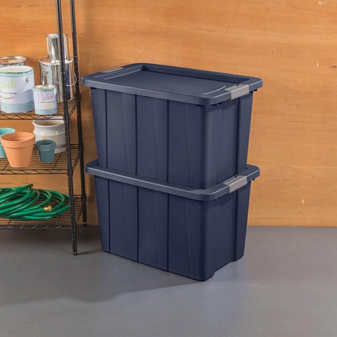 Sterilite 16-Pack Storage Bins with Lids, Heavy Duty Totes, Tuff1, 30 Gallon, Dark Indigo