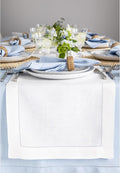 Solino Home Linen White Table Runner 36 Inches - Classic Hemstitch, 100% Pure Linen Coffee Table Runner 14 x 36 Inch Ideal for Dresser Tables - Winter, Valentines, Spring, Easter