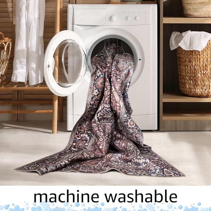 Keen Home Design 2x3 Rug - Machine Washable Entry Rug with Non-Slip Backing, Ideal for Enteryway, Kitchen, Bathroom, Laundry Room - Vintage, Easy Clean, Durable, Low Pile Rug - (2' x 3')