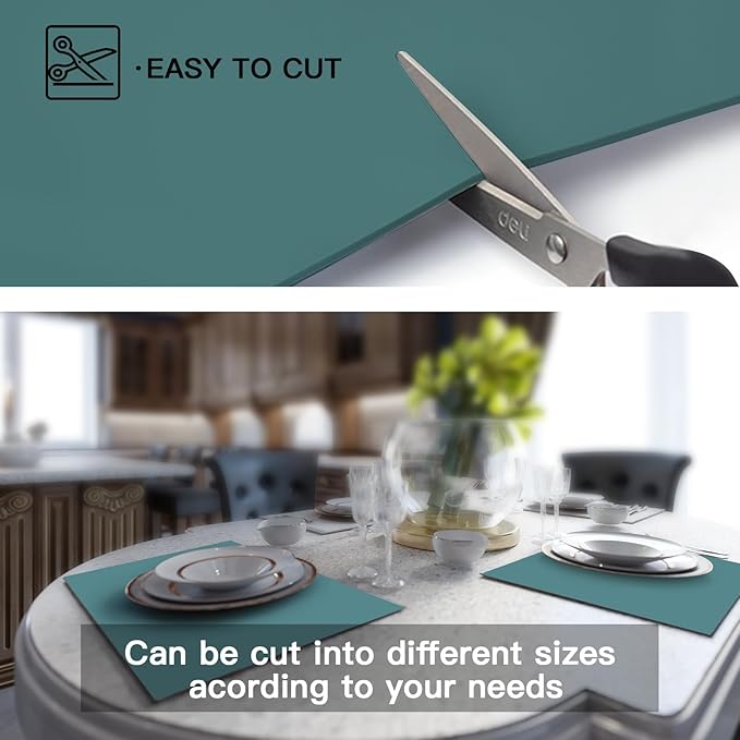 Silicone Mats for Kitchen Counter, 47.3"x23.6"x0.08" Largest Heat Resistant Mat Kitchen Island 2MM Thick Waterproof Countertop Protector Mat Nons-slip Extra Large Counter Mat (Dark Green)