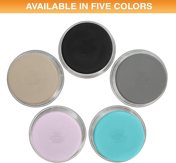 Neater Pet Brands Stainless Steel Dog Bowls with Non-Slip Rubber Bottom – Set of 2, 8 Cup (64 oz), Black - Heavy Duty Metal Dog Bowl, Dishwasher Safe, Food or Water Bowl, Ideal for Large Dogs