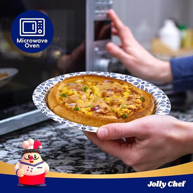 JOLLY CHEF 8.37 inch Paper Plates 280 Count Soak Proof, Cut Proof, Heavy Duty Printed Disposable Plate for Thanksgiving or Everyday Use