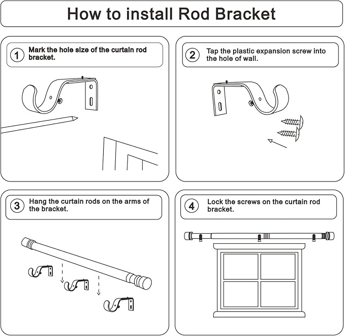 Curtain Rods for Windows 16 to 240 Inches Adjustable Length 1 Inch Diameter Window Curtain Rod with Aluminium End Cap, Antique Bronze