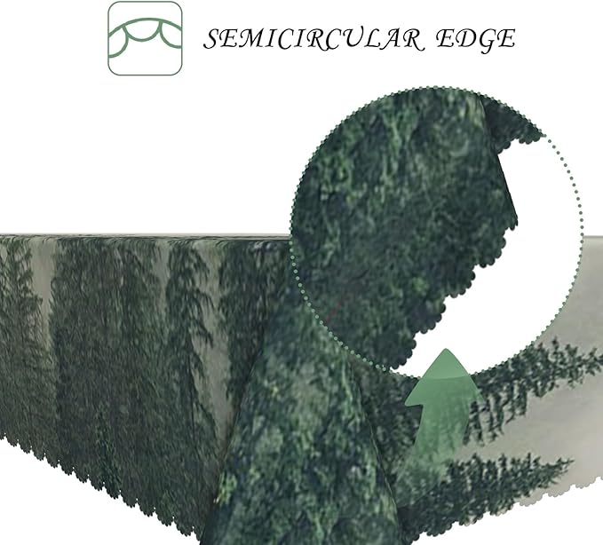 60x84 Inch Nature Scenery Rectangular Tablecloth Foggy Wild Forest Mysterious Secret Realm Table Cloth Waterproof Durable Table Cover for Home Game Room Banquet Picnic Outdoor BBQ Decor