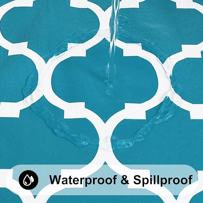 Smiry Rectangle Table Cloth, Waterproof Vinyl Tablecloth with Flannel Backing for Rectangle Tables, Wipeable Spillproof Plastic Tablecloths for Dining, Camping, Indoor and Outdoor (52"x70", Teal)
