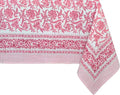 ATOSII Red Bloom 100% Cotton Rectangle Tablecloth, Block Print Floral Linen Table Cloth for Dining Parties Outdoors Weddings Holidays I 72 X 120 Inches, 10 Seater, Summer Farmhouse Grandmillennial