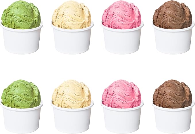 Axe Sickle 200 Pcs 4 Ounce Paper Ice Cream Cups Disposable Dessert Bowls for Hot or Cold Food, Sundae, Frozen Yogurt, Soup, White