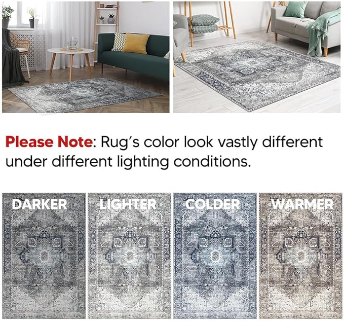 Keen Home Design 2x10 Rug - Machine Washable Runner Rug with Non-Slip Backing, Ideal for Hallway, Entryway, Kitchen, Laundry Room - Vintage, Easy Clean, Durable, Low Pile - (2'6" x 10')