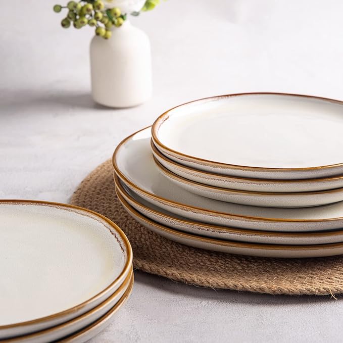 AmorArc Ceramic Plates Set of 6, 8.5 Inch Handmade Reactive Glaze Stoneware Plates set for Dessert, Salad, Appetizer, Small Dinner Plates, Microwave & Dishwasher Safe, Scratch Resistant