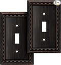 Henne Bery Sunken Pearls Heavy Duty Decorative Wall Plate Switch Plate Outlet Cover (Single Toggle, 2 Pack, Aged Bronze)