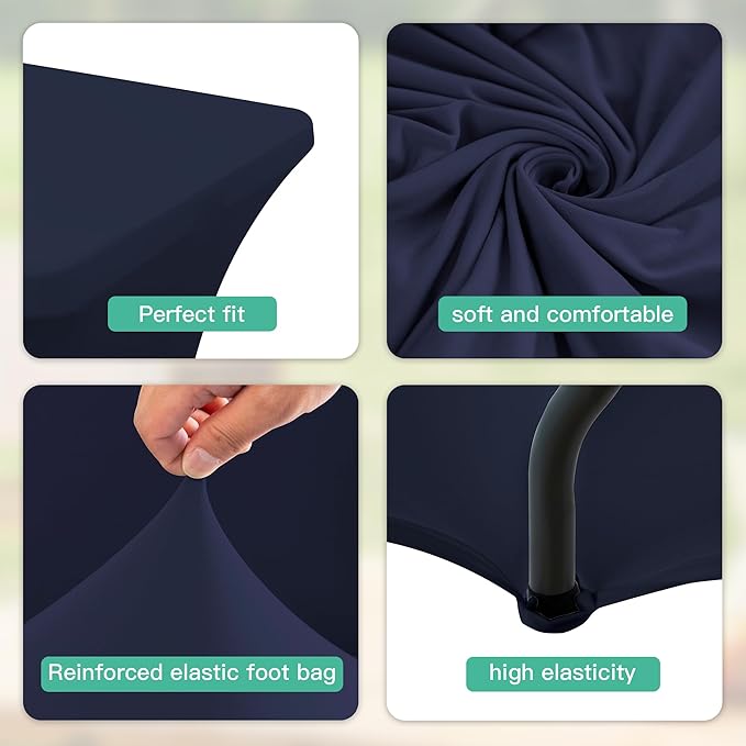 6Pack 6FT Table Cloth for Rectangular Fitted Events Stretch Navy Blue Table Covers Washable Spandex Tablecloth Protector for Party, Wedding, Cocktail, Banquet, Festival