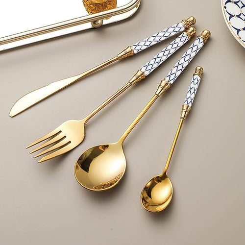 10-piece Silverware Set With Ceramic Handle, Premium Food Grade Stainless Steel Flatware Sets, Mirror Polished Cutlery Set, Dishwasher Safe (for 2 People)