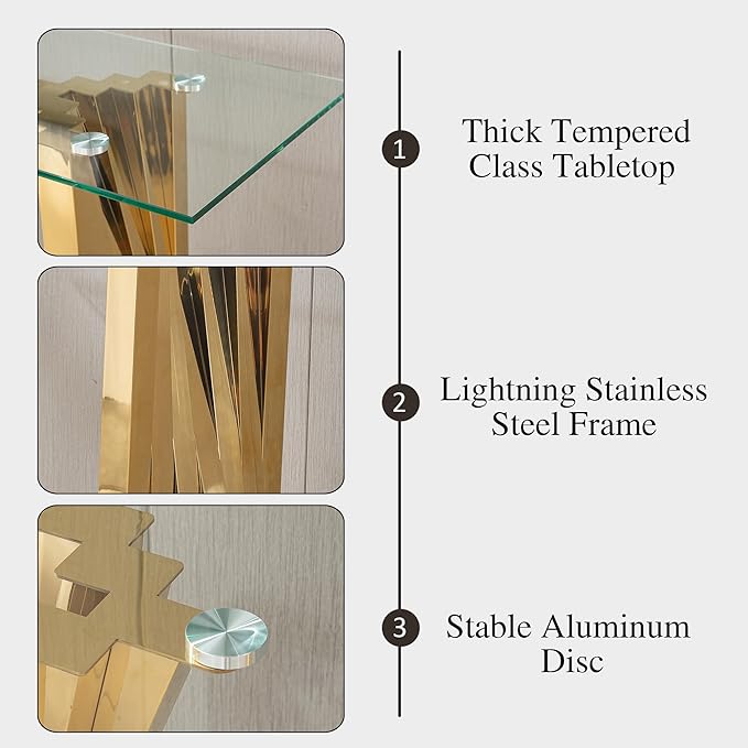 SSLine 9 Piece Glass Dining Table Set,70" Dinner Room Glass Table Set for 8,Modern Kitchen Dinner Table Set with Stainless Steel Base and 8 Upholstered Velvet Dining Chairs for Living Dining Room