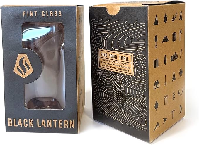 Black Lantern Set of 2 Pint Glasses - Fly Fishing Beer Glasses 16oz. Pint Glass Set