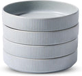 famiware Star 7.5" Pasta Bowls Set, Salad Bowl Set of 4, Double Reactive Glaze, Stackable, Ideal for Your Friend for Housewarming, Festivals, Light Gray