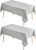 Hiasan 2 Pack Faux Linen Rectangle Tablecloth - Wrinkle and Stain Resistant Washable Table Cloth for Kitchen Dining Room Holiday Table Cover for Dinner, Light Grey, 70 x 120 Inch