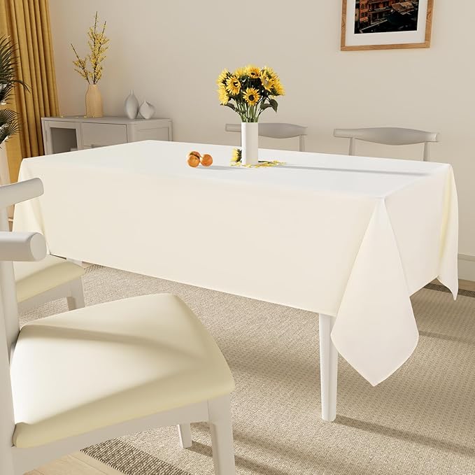 Smiry Square Table Cloth, Waterproof Anti-Scratch Polyester Tablecloth, Decorative Washable Fabric Table Cover for Dining, Buffet, Parties and Outdoor, 54x54, Beige
