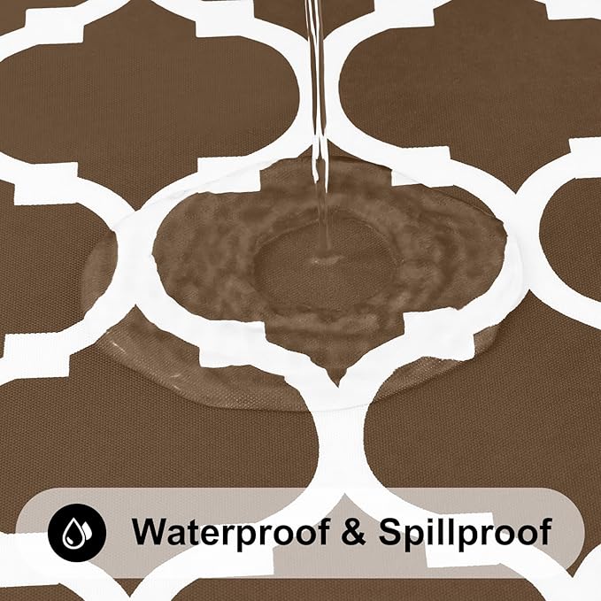 Smiry Rectangle Table Cloth, Waterproof Vinyl Tablecloth with Flannel Backing for Rectangle Tables, Wipeable Spillproof Plastic Tablecloths for Dining, Camping, Indoor and Outdoor (60"x102", Brown)