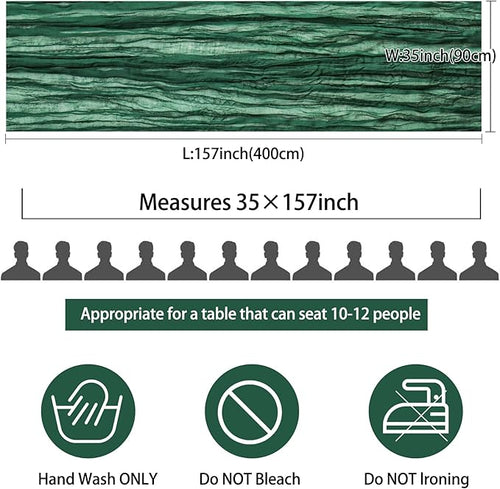 12 Pack 13Ft Cheesecloth Table Runner 35x157 Inch Boho Gauze Table Runner Cheese Cloth Long Rustic Table Runners for Wedding Bridal Shower Birthday Party Table Decor (Dark Green)