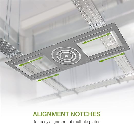 ASD 6 Pack New Construction Mounting Plate with Symmetric Round Hole - 3-4-6" Flat Steel Rough-in Wafer Light Bracket, LED Recessed Lighting Housing