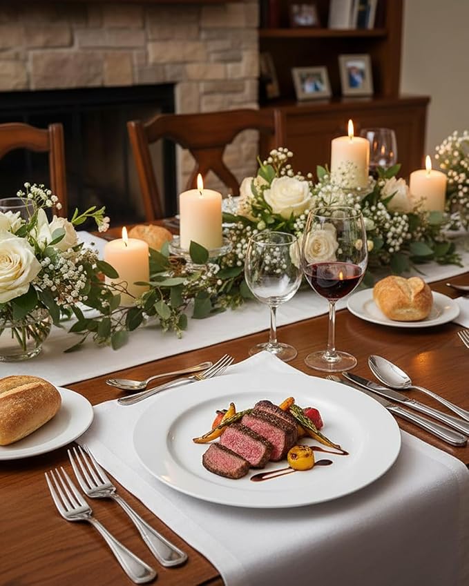 bUCLA 100PCS White Plastic Plates-10.25inch Disposable Dinner Plates-Premium Party&Wedding Plates