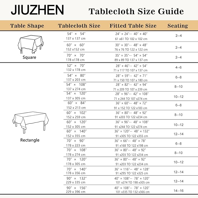 JIUZHEN Square Table Cloth Faux Linen Farmhouse Tablecloth Wrinkle and Stain Resistant Decorative Fabric Table Cover for Kitchen, Dining Room, Parties and Camping, Beige, 54 x 54 Inch