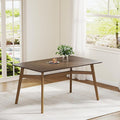 DUOMAY Modern Wooden Dining Table for 4-6 People, 59" Large Rectangular Dinner Table with Wood Legs for Home Dining Room Restaurant Farmhouse Kitchen, Brown