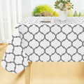 Smiry Rectangle Table Cloth, Waterproof Vinyl Tablecloth with Flannel Backing for Rectangle Tables, Wipeable Spillproof Plastic Tablecloths for Dining, Camping, Indoor and Outdoor (52"x70", White)