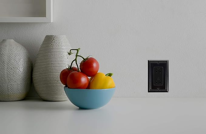 Henne Bery Sunken Pearls Heavy Duty Switch Plate/Wall Plate/Outlet Cover (Single Decorator 3PK, Matte Black)