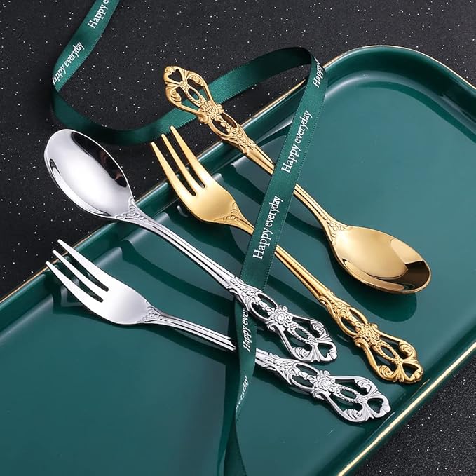 Silverware Set for 16 Stainless Steel Flatware Set Palace Style Hollow Relief Decoration 64 Piece Cutlery Utensils Include Knives Forks and Spoons Tableware Set for Home Kitchen Restaurant Party