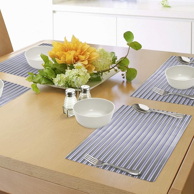 Ambesonne Modern Place Mats Set of 4, Stripe Tube Like Bars Animation Inspired Digital Minimalist Graphic Art, Washable Fabric Placemats for Dining Table, Standard Size, Lavender Grey